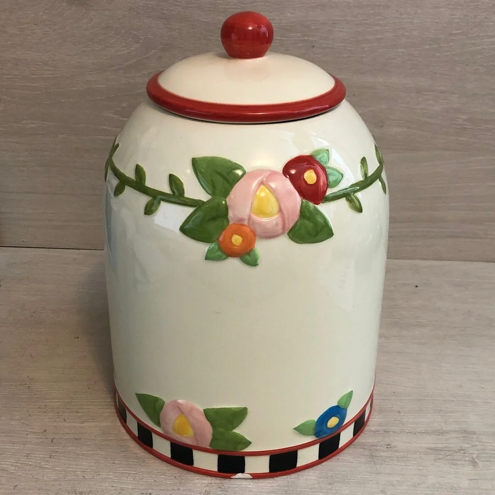 Mary Engelbreit Cookie Jar Canister Love and Cheerfulness 2003 As Is Please Read